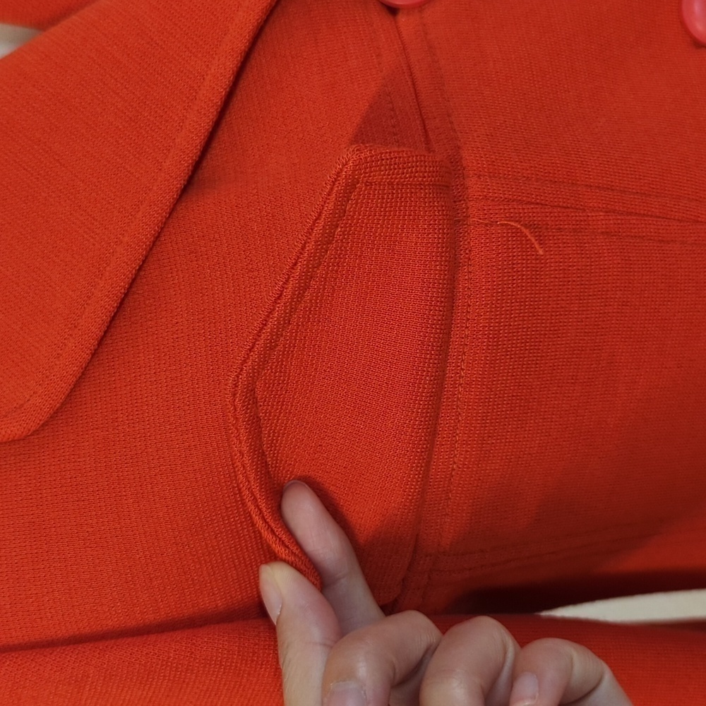 Vintage Butte Knit Wool Blend Mid Length Jacket Orange M retro mod preppy fall - Picture 4 of 6